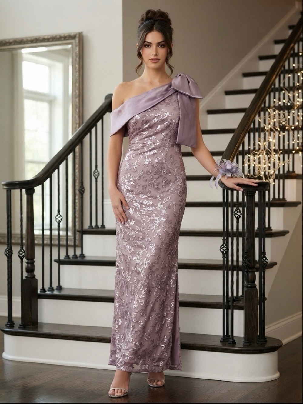 Elegant One-Shoulder Sequin Evening Gown - Lavender SEE DETAILS ABOUT SIZING!
